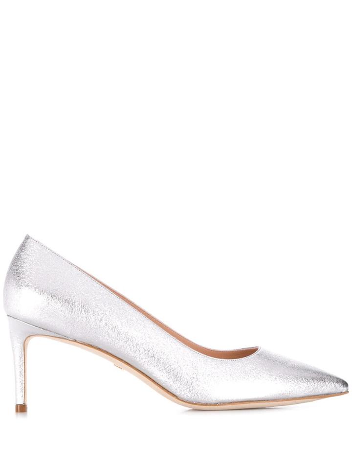 Stuart Weitzman Leigh 70 Metallic Pumps - Silver