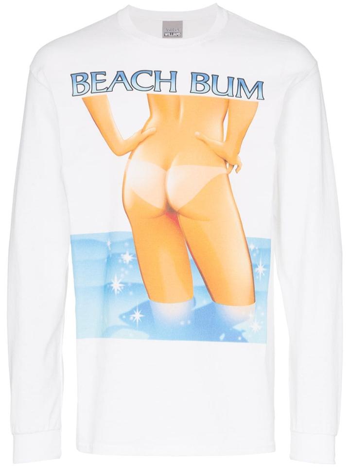 Ashley Williams Graphic Print Long-sleeved Cotton T-shirt - White