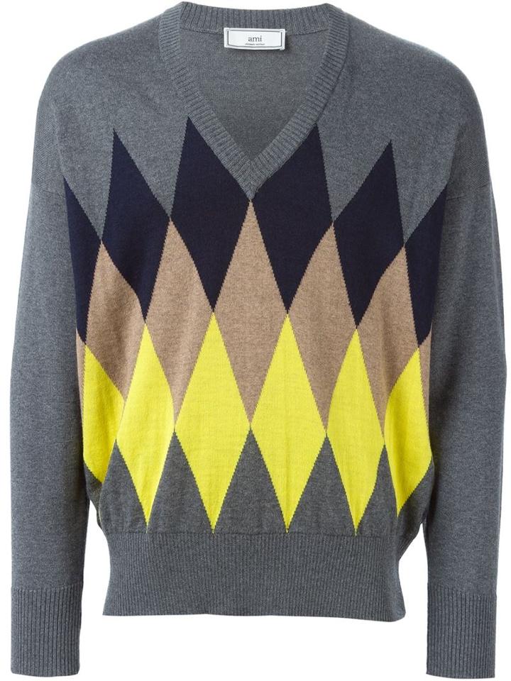 Ami Alexandre Mattiussi Argyle Patterned Jumper