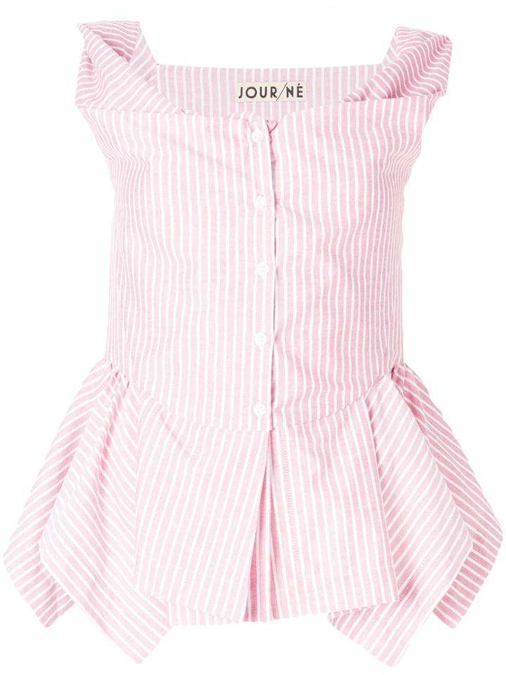 Jour/né Striped Peplum Top - Red
