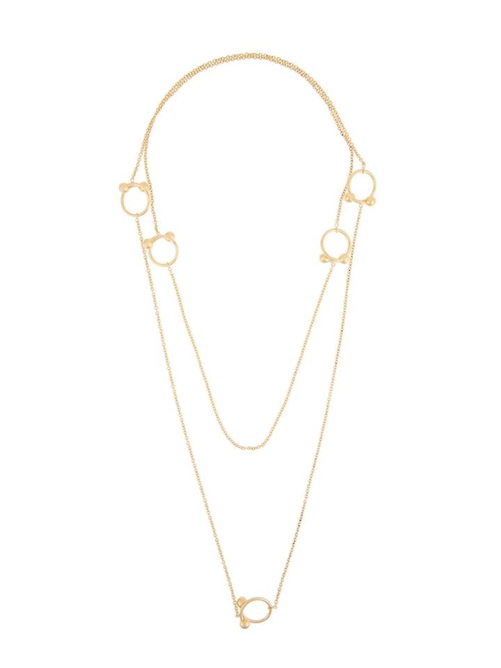 Jw Anderson Double Ring Embellished Necklace - Metallic