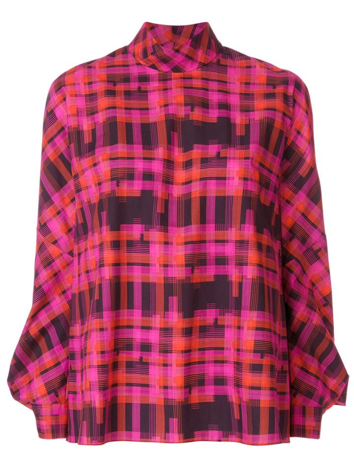 Delpozo Checked High Neck Blouse - Multicolour