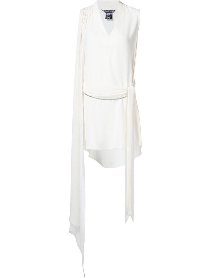 Thomas Wylde Solid Crepe Dress, Women's, Size: M, White, Silk
