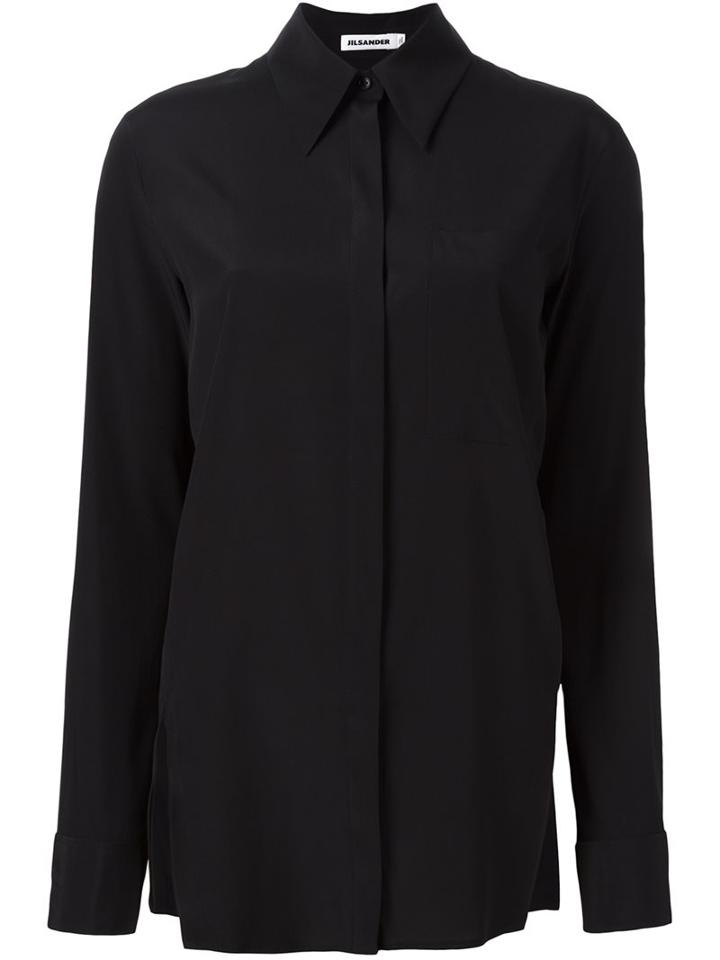 Jil Sander Button Down Shirt, Women's, Size: 36, Black, Silk/spandex/elastane