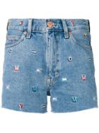 Tommy Jeans Embroidered Logo Denim Shorts - Blue