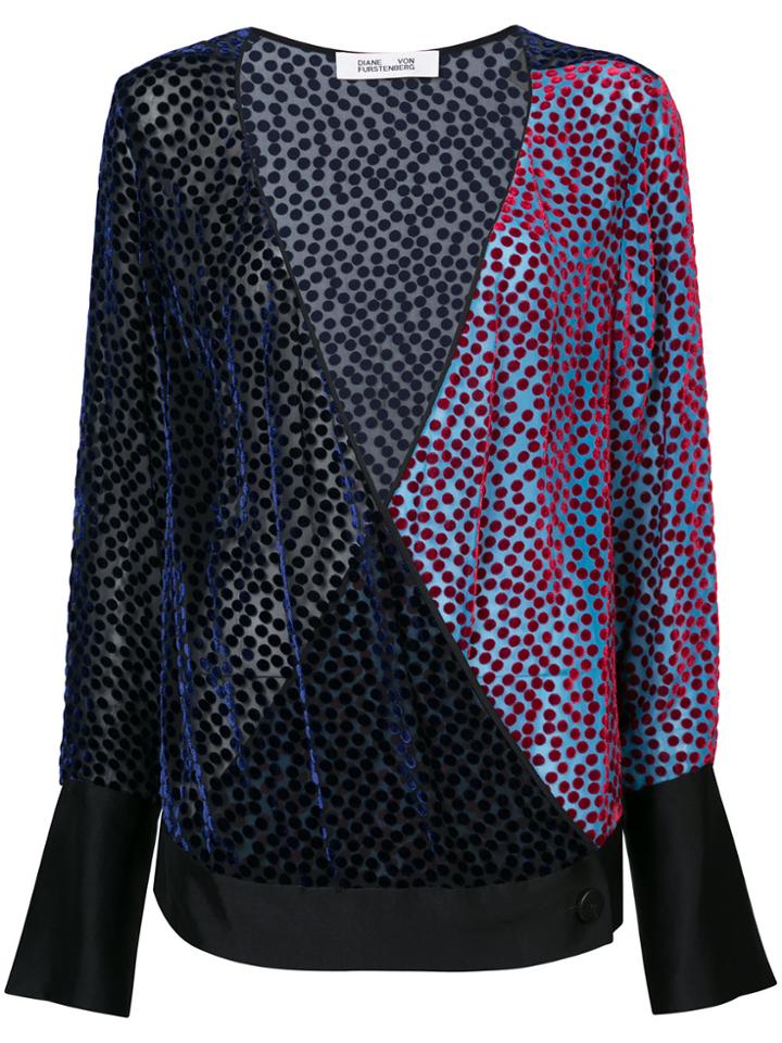Dvf Diane Von Furstenberg V-neck Semi-sheer Burnout Velvet Top - Pink