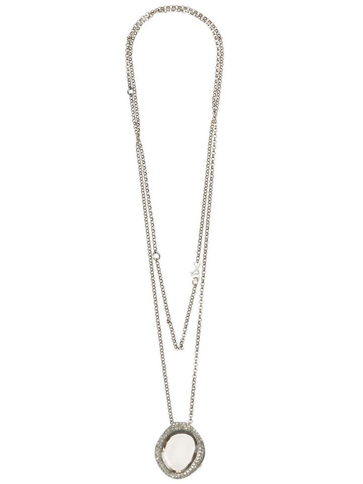 Rosa Maria Topaz And Diamond Pendant Necklace