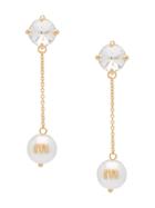 Miu Miu Solitaire Jewels Earrings - F0zjk Gold + White + Crystal