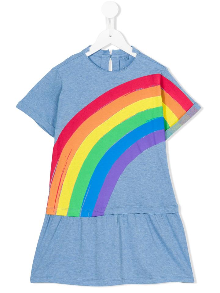 Stella Mccartney Kids - Rainbow Print Dress - Kids - Cotton - 5 Yrs, Blue
