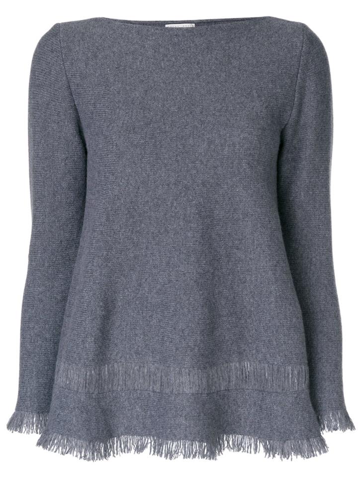 Borgo Asolo Cashmere Fringed Hem Sweater - Grey