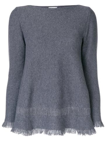 Borgo Asolo Cashmere Fringed Hem Sweater - Grey