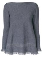 Borgo Asolo Cashmere Fringed Hem Sweater - Grey