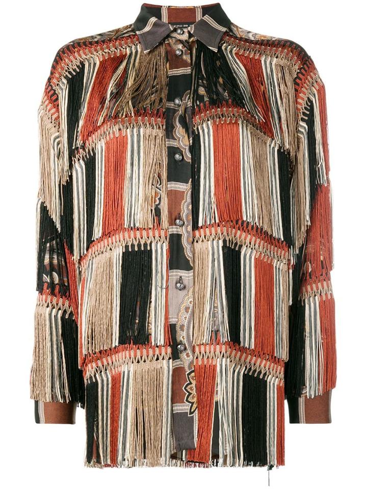 Etro Fringed Detail Shirt - Black