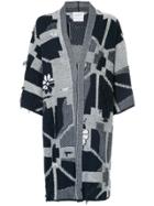 Barrie Abstract Geometric Kimono Cardigan - Blue