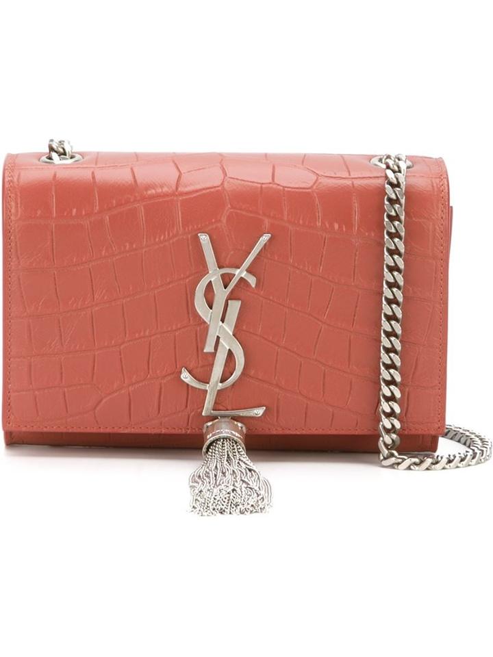 Saint Laurent 'classic Monogram' Shoulder Bag, Women's, Pink/purple