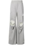 T By Alexander Wang Distressed Wide Leg Track Pants - Grey