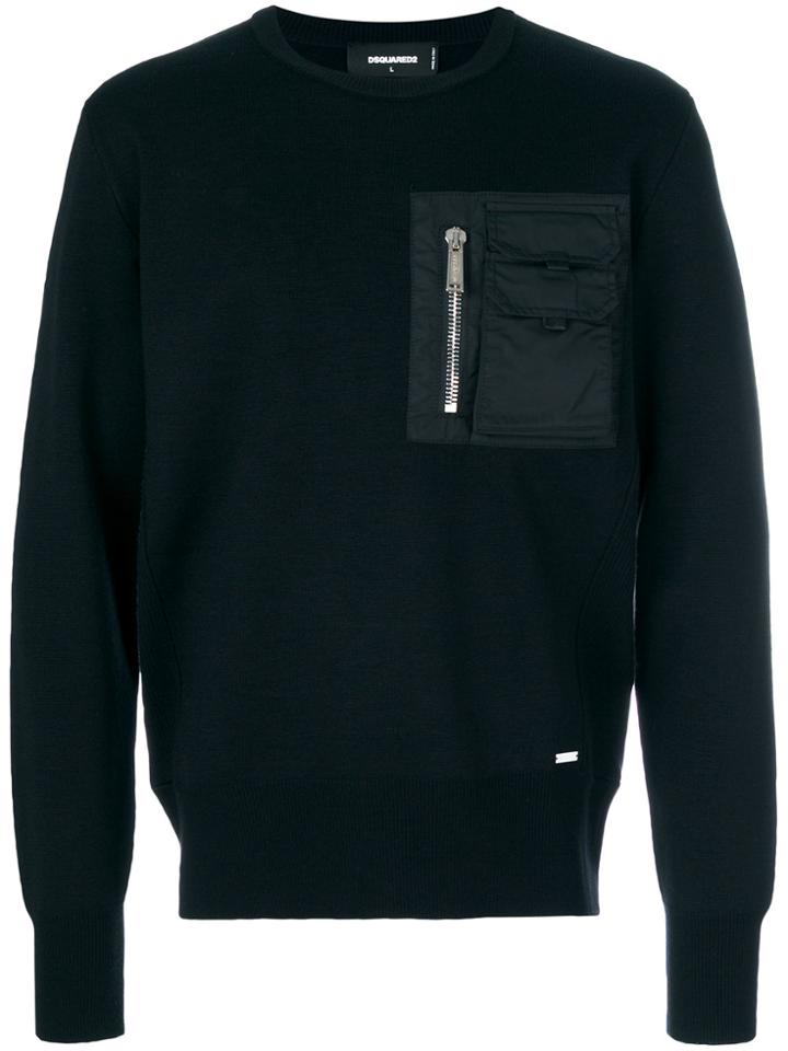 Dsquared2 Sweatshirt With Nylon Pocket - Black