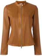 Desa 1972 Zip Up Jacket, Women's, Size: 40, Brown, Leather/polyester/spandex/elastane