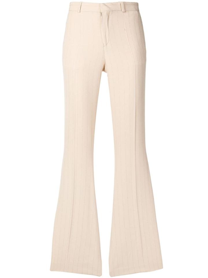 Each X Other Lurex Pinstriped Flared Trousers - Neutrals