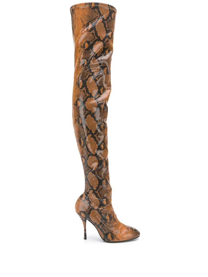 Stuart Weitzman Snakeskin Effect Boots - Brown