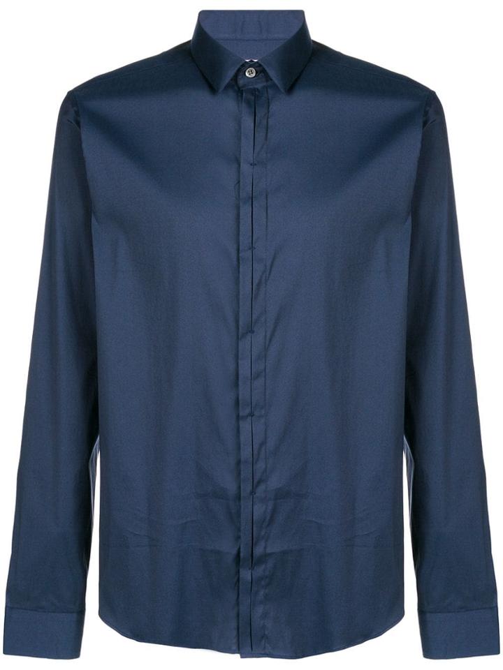 Les Hommes Urban Concealed Fastening Shirt - Blue