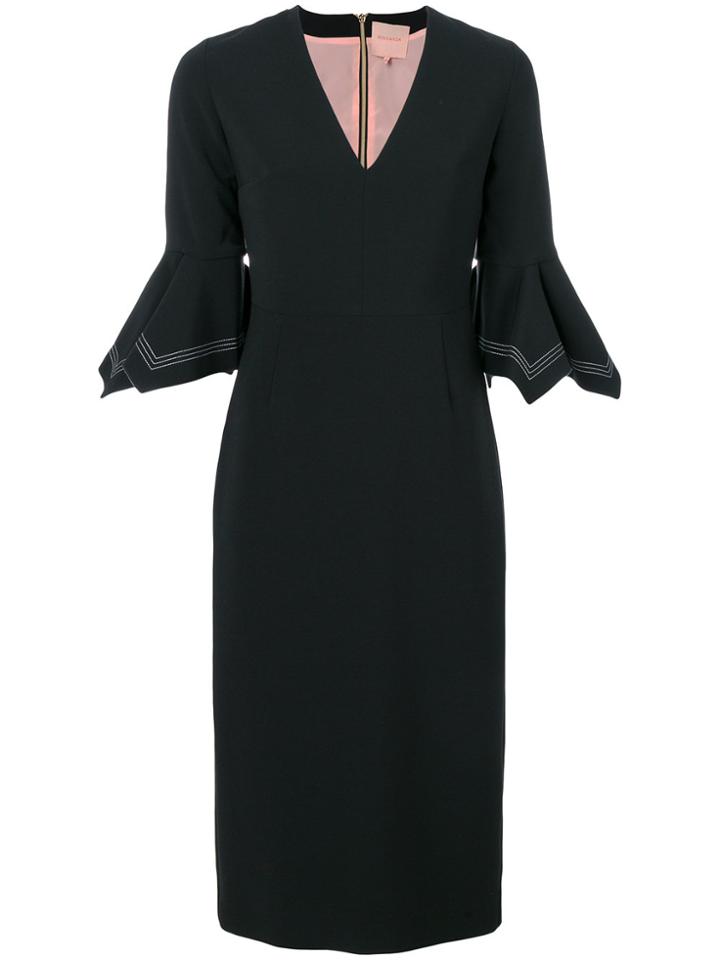 Roksanda V-neck Dress With Fluted Cuffs - Black