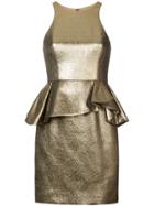 Halston Heritage Peplum Waist Dress - Gold