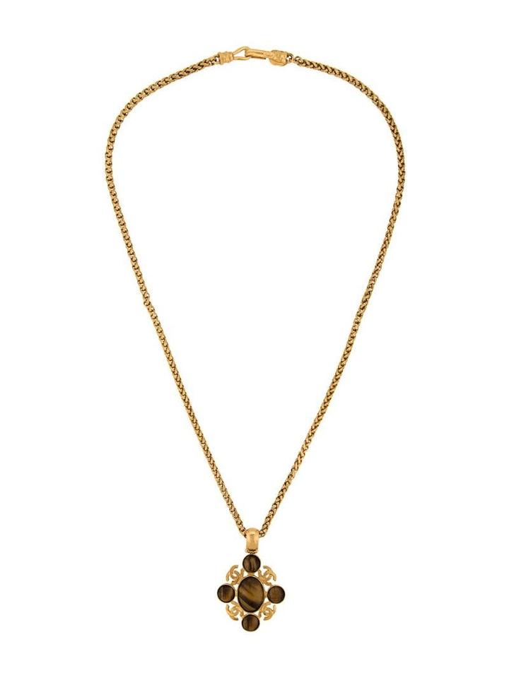 Chanel Pre-owned Tiger's Eye Stone Necklace - Metallic