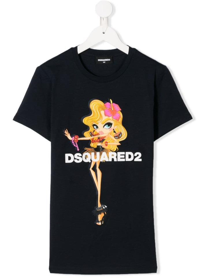 Dsquared2 Kids Teen Logo Cartoon Print T-shirt - Blue