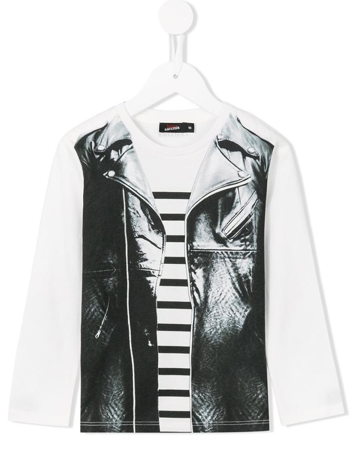 Junior Gaultier Biker Vest Print T-shirt, Boy's, Size: 10 Yrs, Nude/neutrals