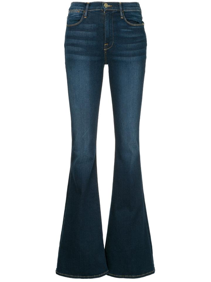 Frame Denim High Rise Flared Jeans - Blue