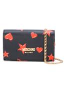 Moschino Star And Heart Print Bag, Women's, Black, Leather/metal (other)