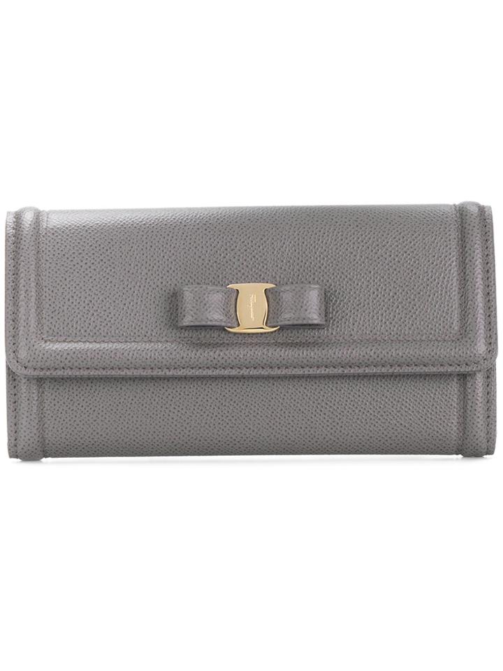 Salvatore Ferragamo Vara Bow Continental Wallet - Grey
