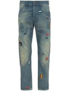 Gucci Gg All Over Embellished Jeans - Blue