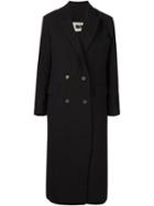 Uma Wang Double Breasted Long Coat, Women's, Size: Medium, Black, Metal (other)/virgin Wool