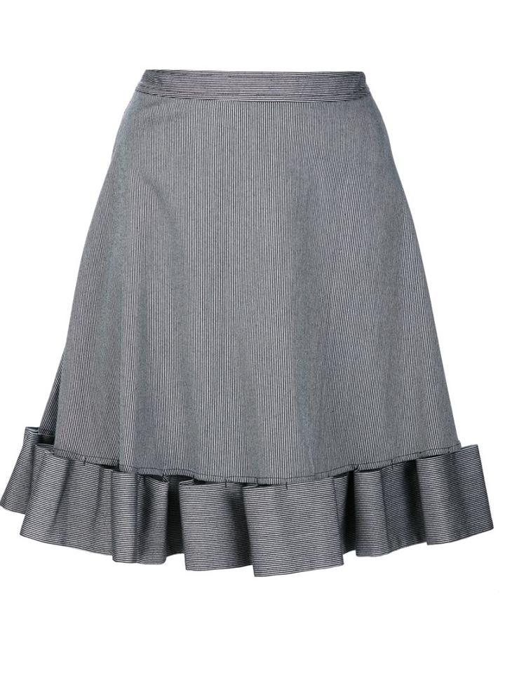 Zac Zac Posen Ruffled Hem Skirt, Women's, Size: 0, Black, Silk/cotton