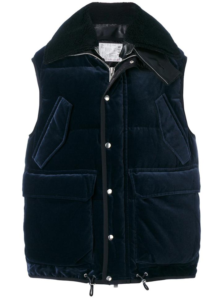 Sacai Velvet Padded Gilet - Blue
