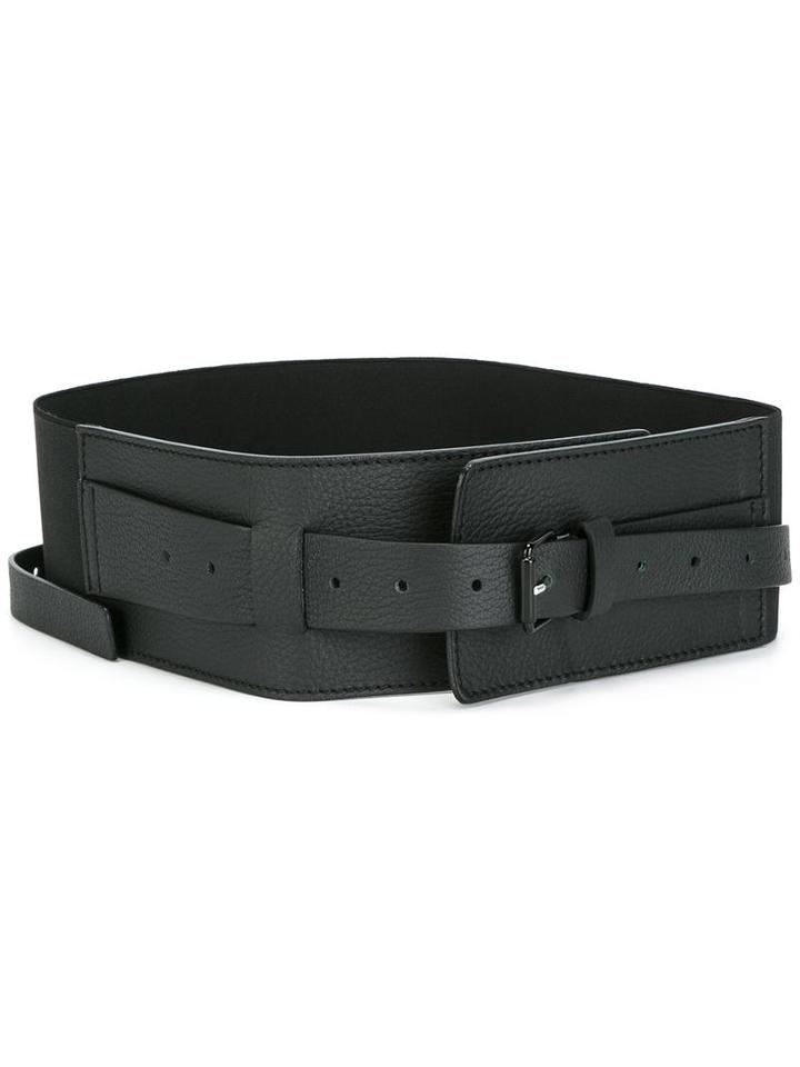 Mm6 Maison Margiela Buckle Up Belt, Women's, Black, Calf Leather/polyester/plastic