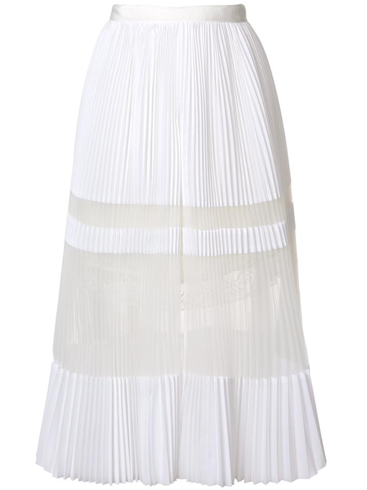 Sacai Pleated Sheer Panel Skirt - White