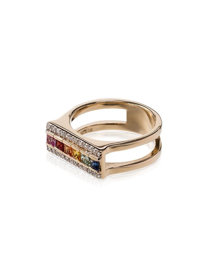 Mateo Rainbow Sapphire Bar Ring - Multicoloured