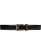 Gucci Leather Belt With Web - Black