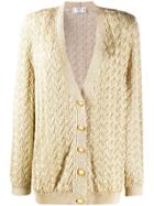 Valentino Pre-owned 1980's Cable Knit Metallic Cardigan - Gold