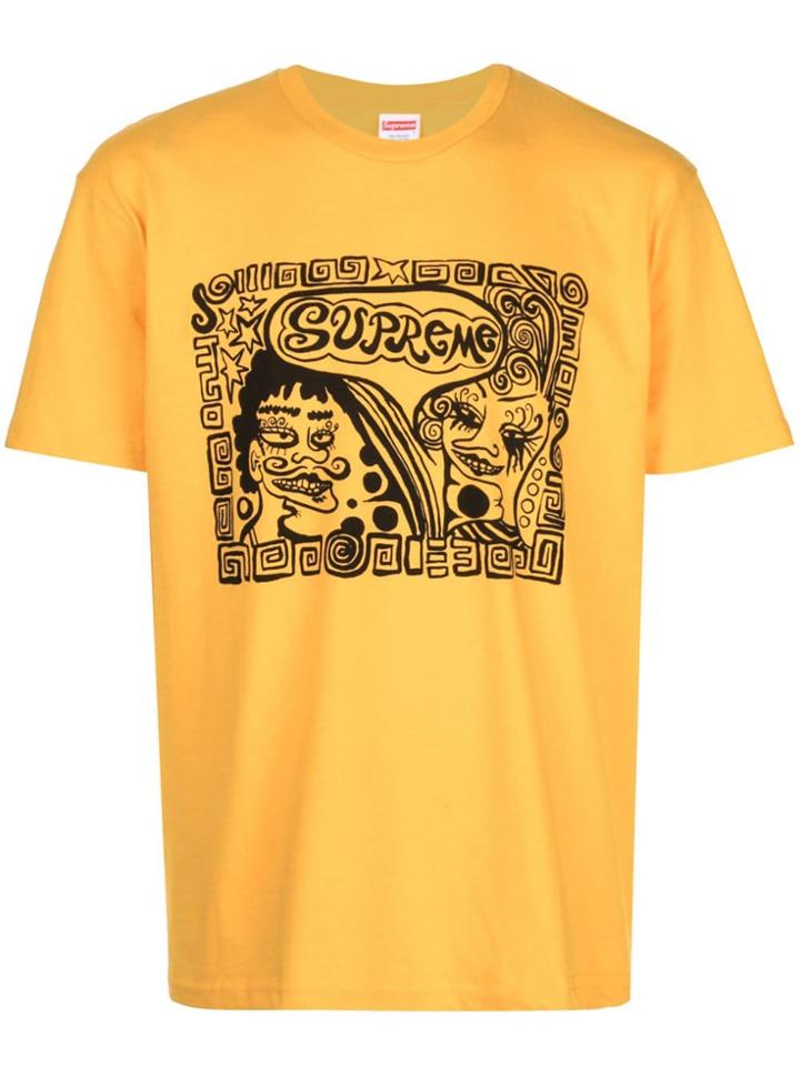 Supreme Faces-print T-shirt - Yellow