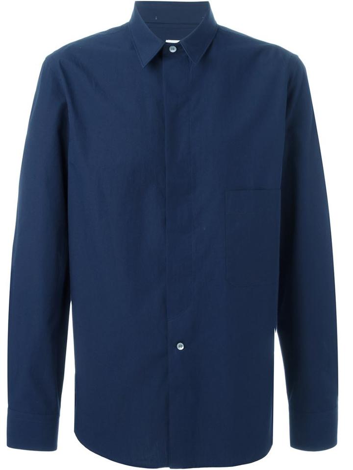 Lemaire Classic Shirt, Men's, Size: 50, Blue, Cotton