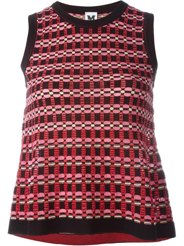 M Missoni Contrast Trim Plaid Wide Fit Knitted Tank Top, Women's, Size: 46, Black, Viscose/cotton/polyester/polyamide