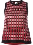 M Missoni Contrast Trim Plaid Wide Fit Knitted Tank Top, Women's, Size: 46, Black, Viscose/cotton/polyester/polyamide