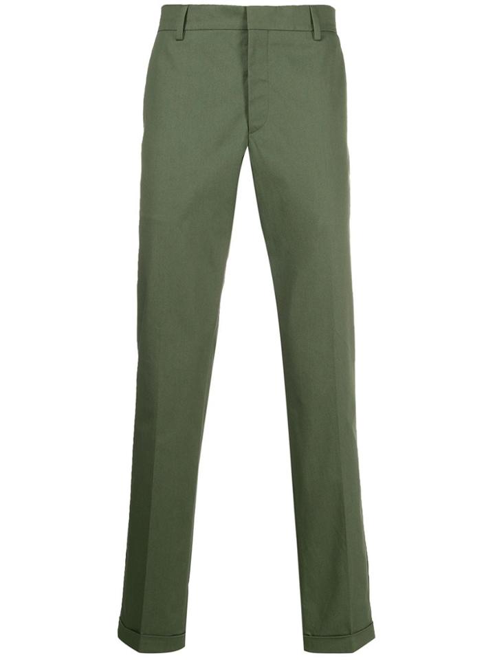 Prada Turned Up Hem Chinos - Green