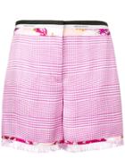 Emilio Pucci Plaid Frayed Shorts - Pink & Purple