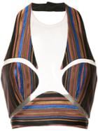 Balmain - Striped Bralette - Women - Silk/polyester/acetate - 36, Blue, Silk/polyester/acetate