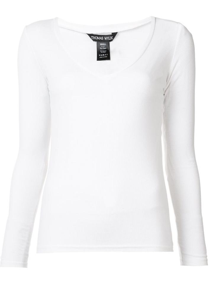 Thomas Wylde 'satisfaction' V-neck Top, Women's, Size: Medium, White, Polyester/rayon
